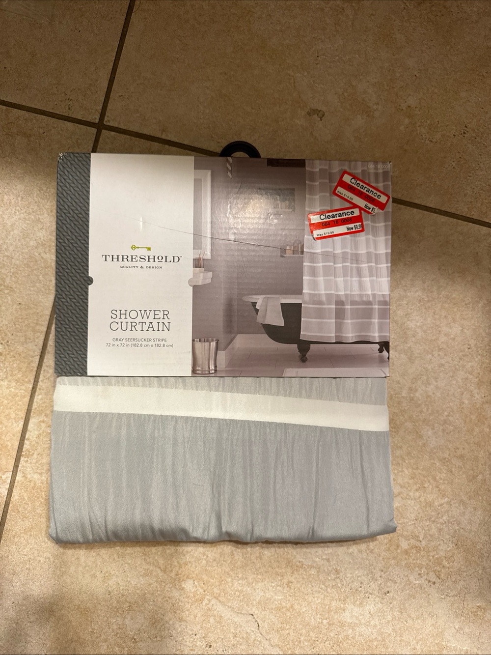 2012 Threshold Cotton Stripe Shower Curtain Gray Striped  72x72 Bb